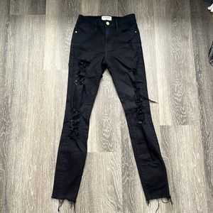 Frame Denim Black Jeans Skinny Distressed Le High Skinny 24